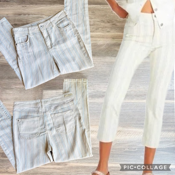 Anthropologie Pilcro Fleur High-Rise Slim Boyfriend Striped Jeans Size 29 - Picture 1 of 15